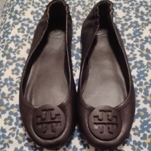 Tory Burch Minnie Traveller Black Flats Sz 8.5